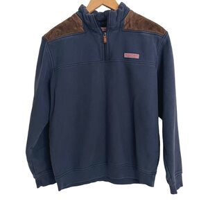 Vineyard Vines Shep & Ian Sz S Mens Sweatshirt Faux suede Quilted Yoke 1/4 Zip